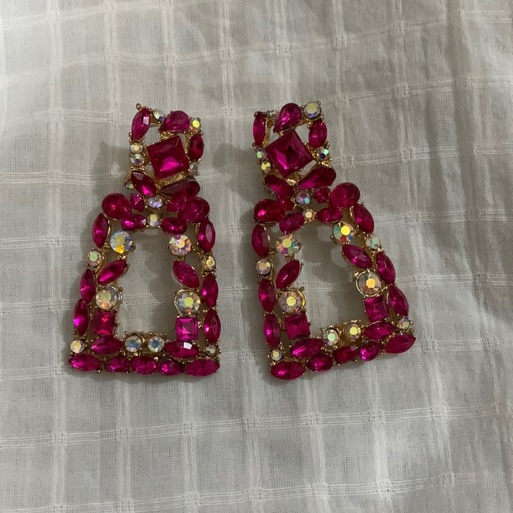 Etsy NWOT pink rinestone earrings